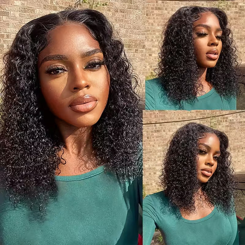 KinkyQ Jerry Curly Lace Front Wig natural look collage