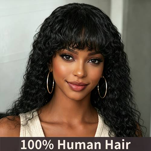 16" Curly Brazilian Human Hair Bob Wig
