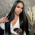Straight Human Hair Glueless Lace Front Wig 250% Density