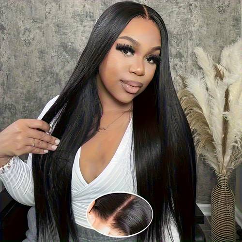 Straight Human Hair Glueless Lace Front Wig 250% Density