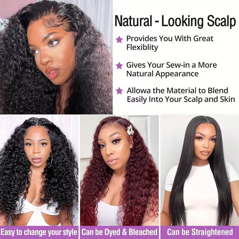 Deep Wave Human Hair Lace Front Wig 4x4 – Glueless, Pre-Plucked, Wet & Wavy | Natural Color