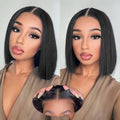 Black Straight Human Hair Glueless Lace Front Wig