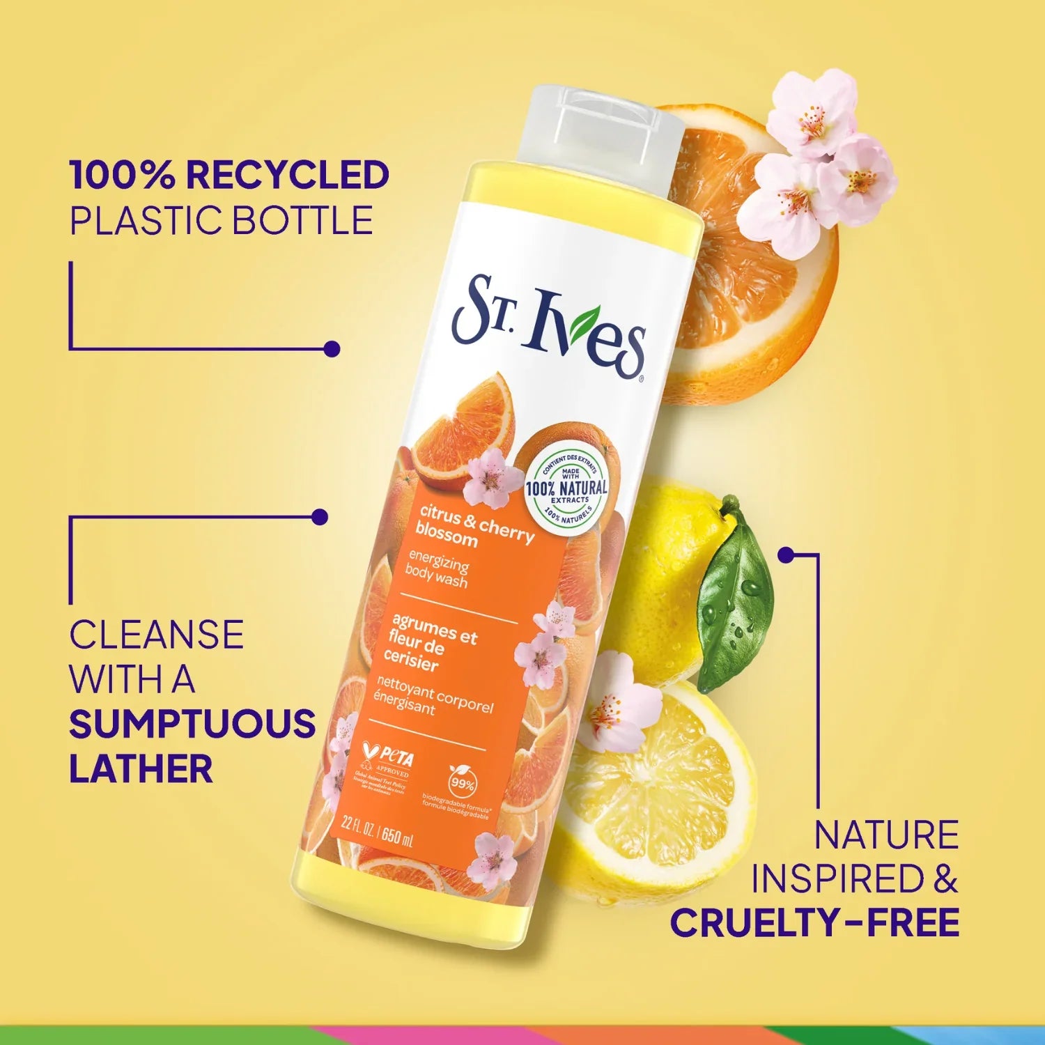 St. Ives Energising Body Wash 650ml - Refreshing & Invigorating Skin Care