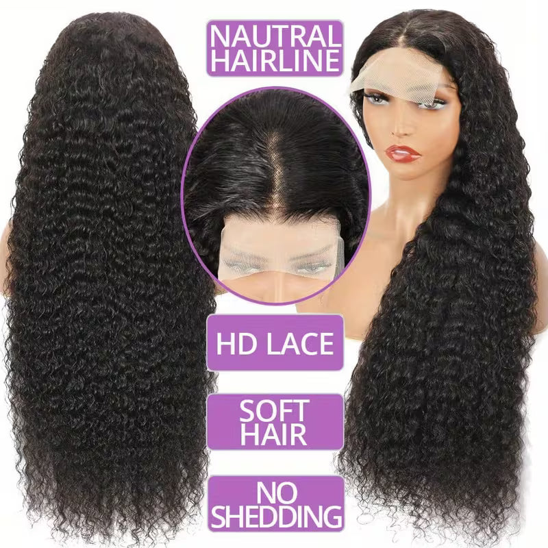 Deep Wave Human Hair Lace Front Wig 4x4 – Glueless, Pre-Plucked, Wet & Wavy | Natural Color