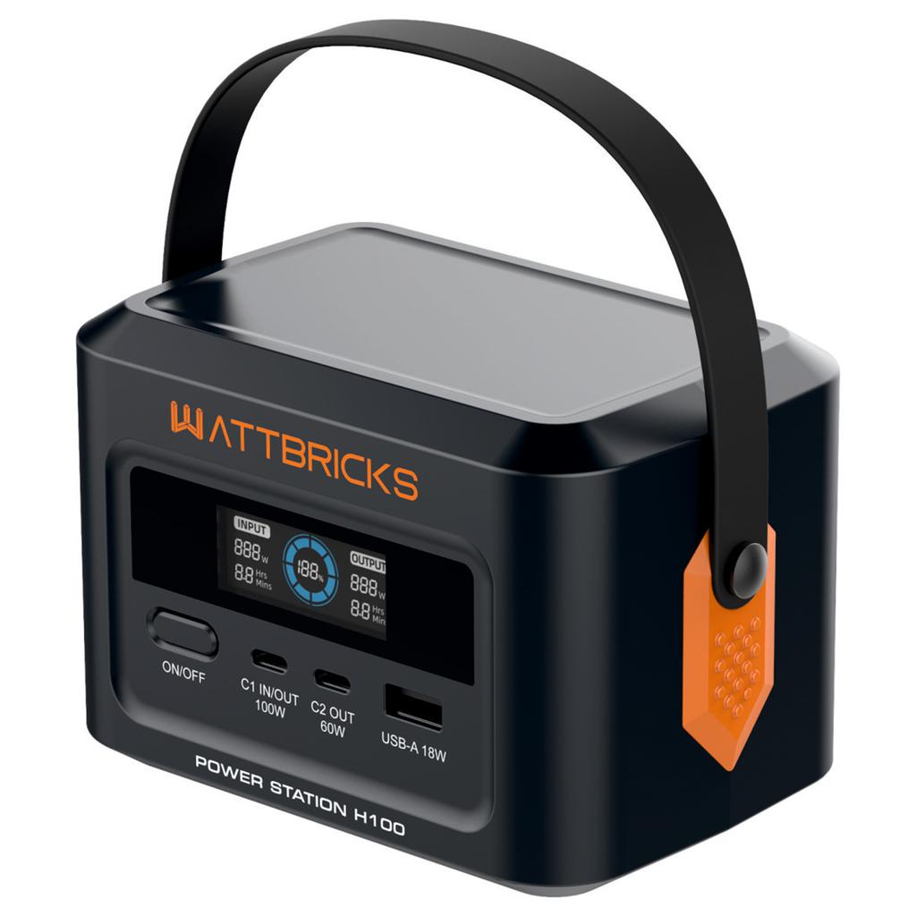 Wattbricks Energy 120W Portable Power Station with Solar Panel H100B