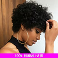 Natural Black Curly Afro Human Hair Wig 100% Human Hair model side view