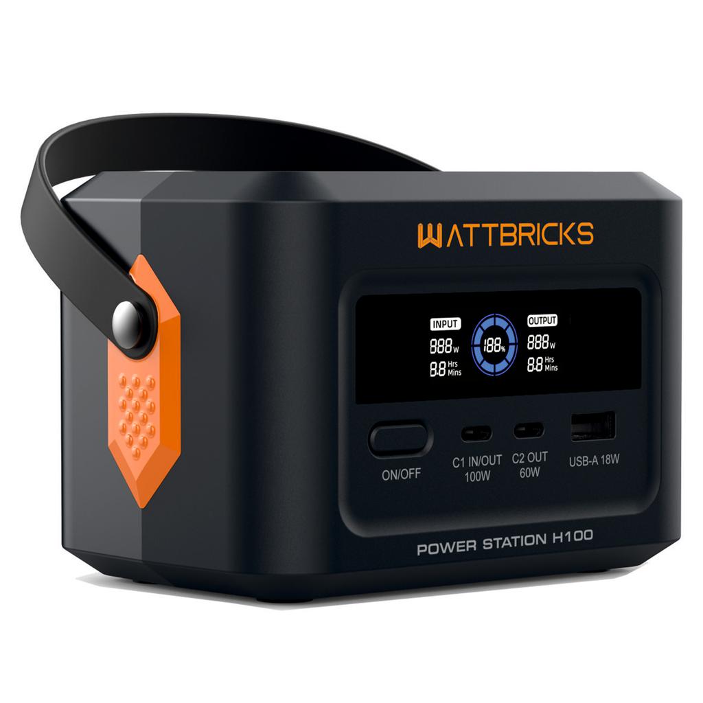 Wattbricks Energy 120W Portable Power Station with Solar Panel H100B