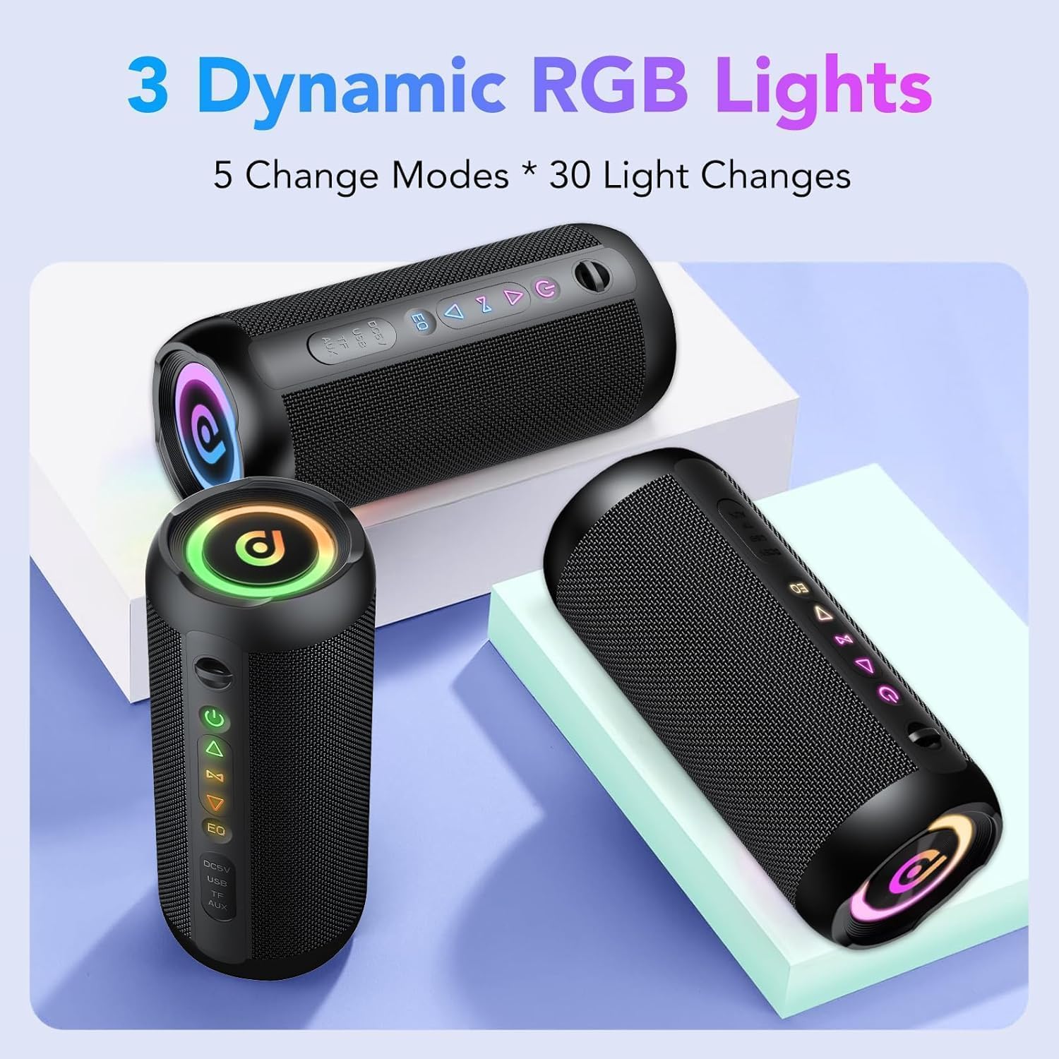 MBOX368 30W Stereo Wireless Bluetooth Speaker with RGB Lights & 3000mAh Battery