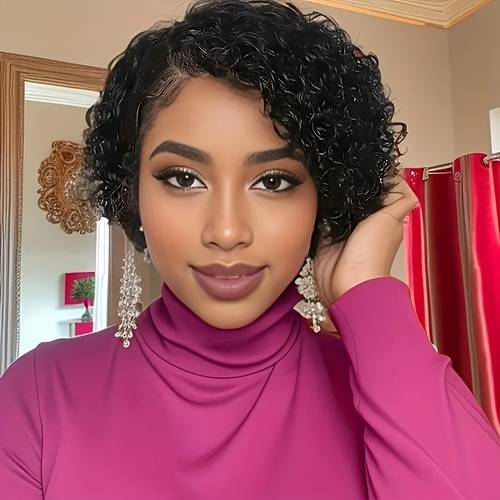 Curly Human Hair Pixie Lace Front Wig