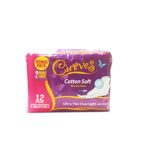 Curves Ultra Thin Overnight With Wings 10’S 2Pads Frre
