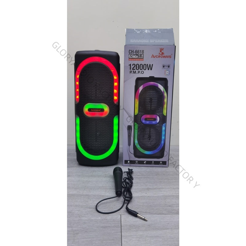 AVCROWNS CH-6633 Dual 6.5" Wireless Bluetooth Speaker System with Microphone & RGB Lights
