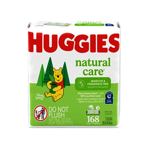Huggies Natural Care 3pk Wipes Senitive & Fragrance Free (168)