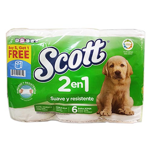 Scott 2 En 1 Tissue 6 Rolls Buy 5′ Get 1 Free
