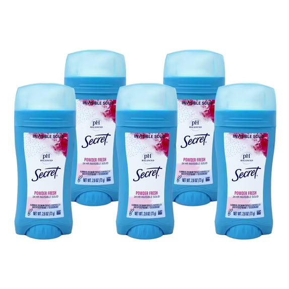 Secret Powder Fresh Antiperspirant Deodorant 5-Pack - 48-Hour Odour & Sweat Protection