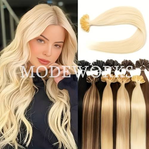 20" Blonde Straight Human Hair Hair Extensions