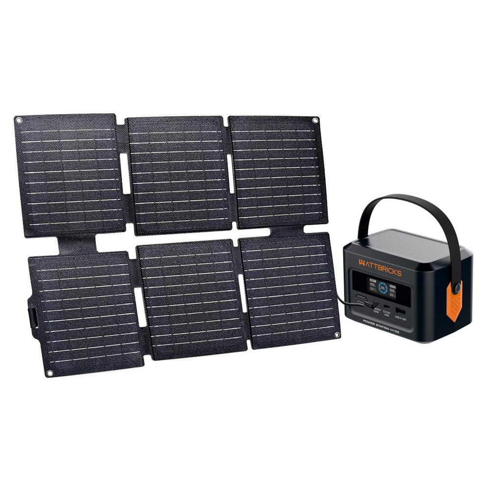 Wattbricks Energy 120W Portable Power Station with Solar Panel H100B