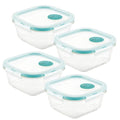 Clear Food Storage Containers with Black Lids 4-Piece Set