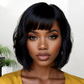 Black Curly Brazilian Human Hair Pixie Lace Front Wig