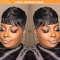Straight Human Hair Pixie Wig 180% Density