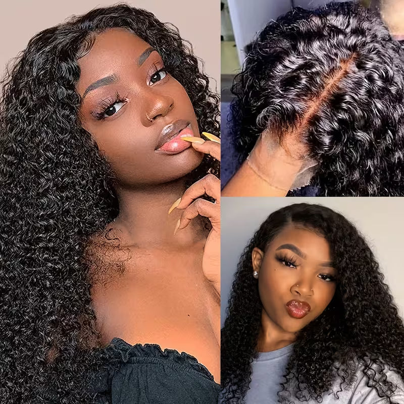 Kinky Curly Lace Front Wig 4x4x1 Human Hair – 180% Density Brazilian Unprocessed | Natural Color