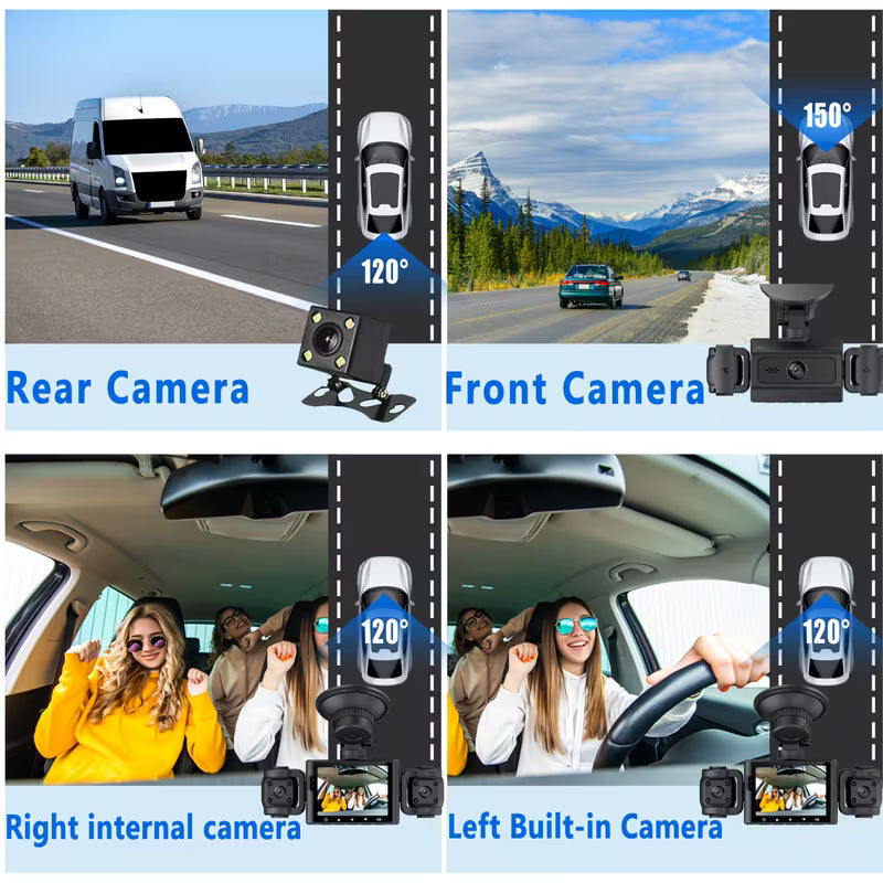 4-Channel 1080P HD Dash Cam – 360° Front, Rear, Left & Right Recording
