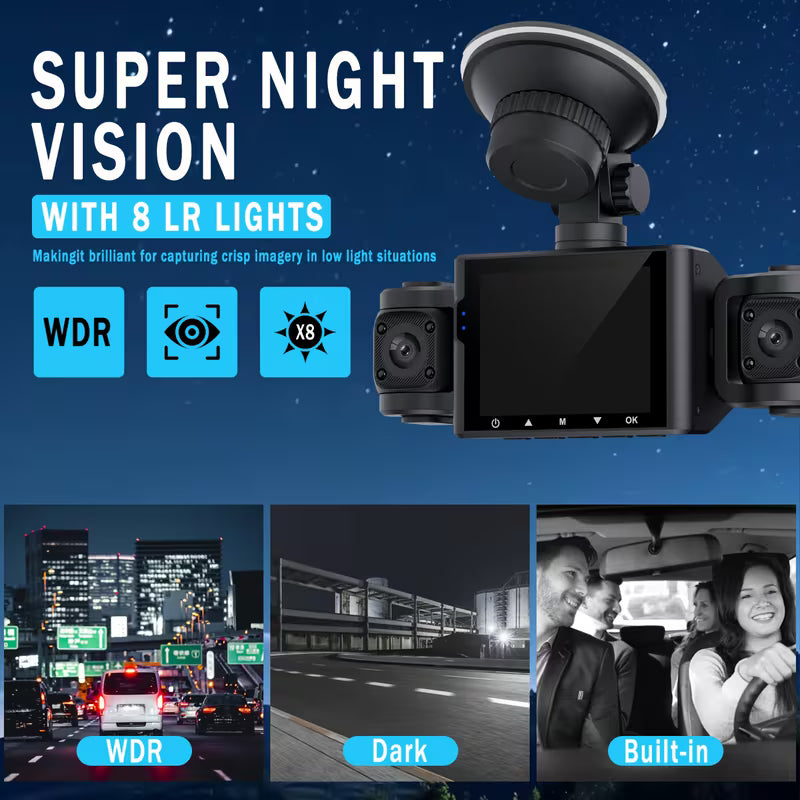 4-Channel 1080P HD Dash Cam – 360° Front, Rear, Left & Right Recording