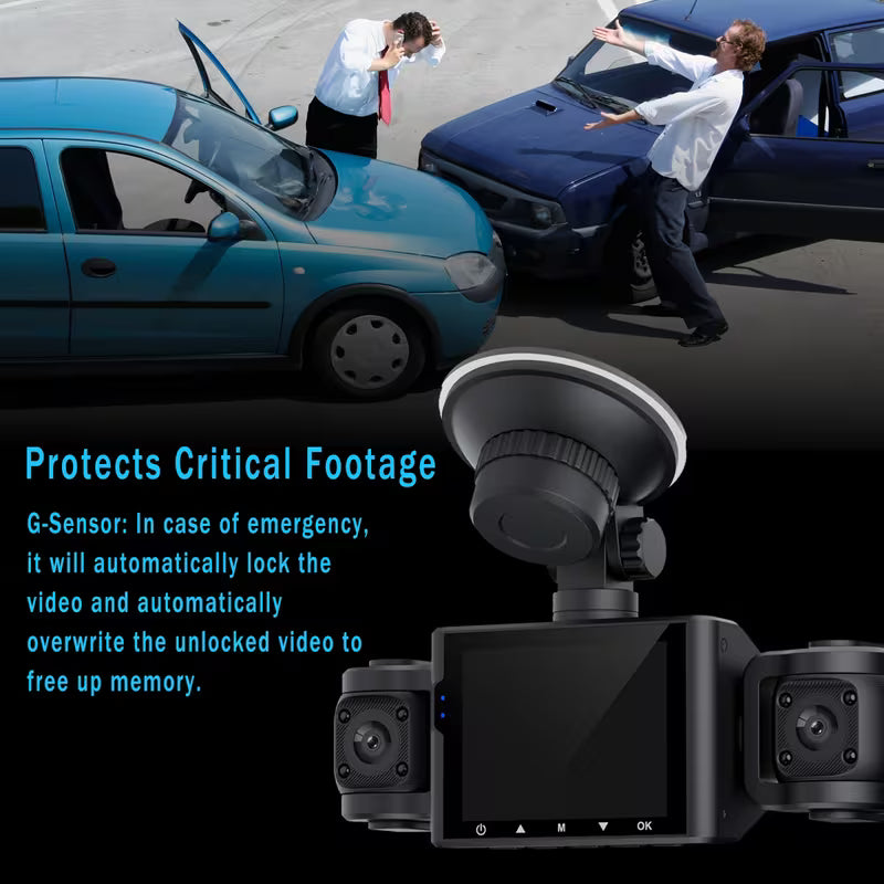 4-Channel 1080P HD Dash Cam – 360° Front, Rear, Left & Right Recording