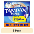 Tampax Super Plus Tampons 3-Pack 18 Count - Heavy Flow Protection