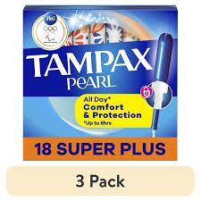 Tampax Super Plus Tampons 3-Pack 18 Count - Heavy Flow Protection