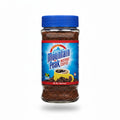 Jar of Mountain Peak instant coffee with blue lid and label.